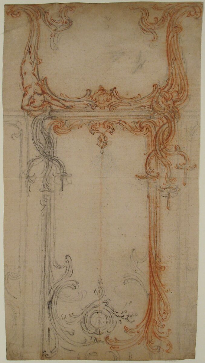 Study for a Mantel and Overmantel, Laurent Hubert (French, died ca. 1780), Red and black chalk