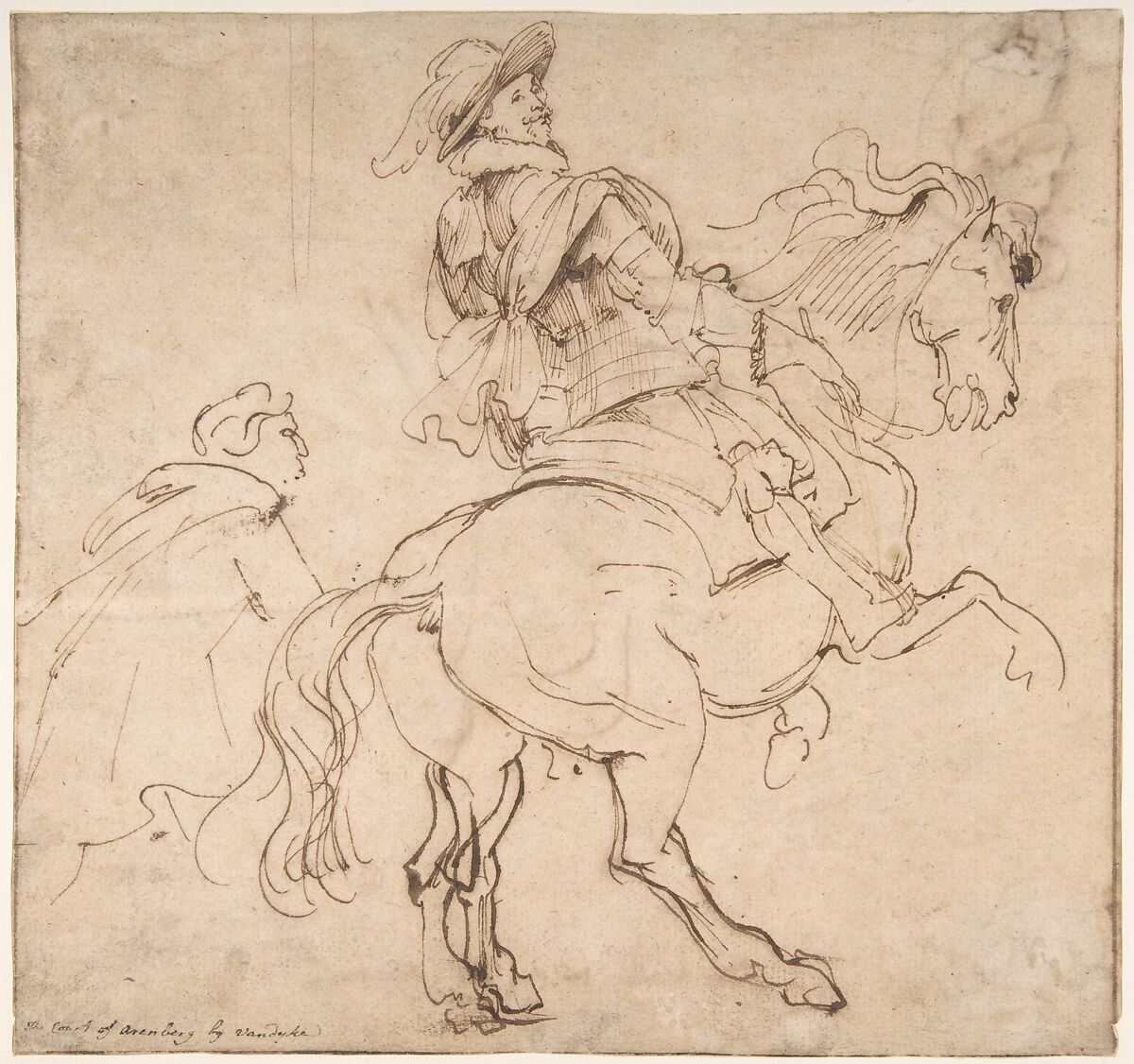 Study for an Equestrian Portrait, Possibly that of Albert de Ligne, Count of Arenberg; verso: Various Studies of Statues and Figures, Including the Venus Pudica and Scipio and his Lictor