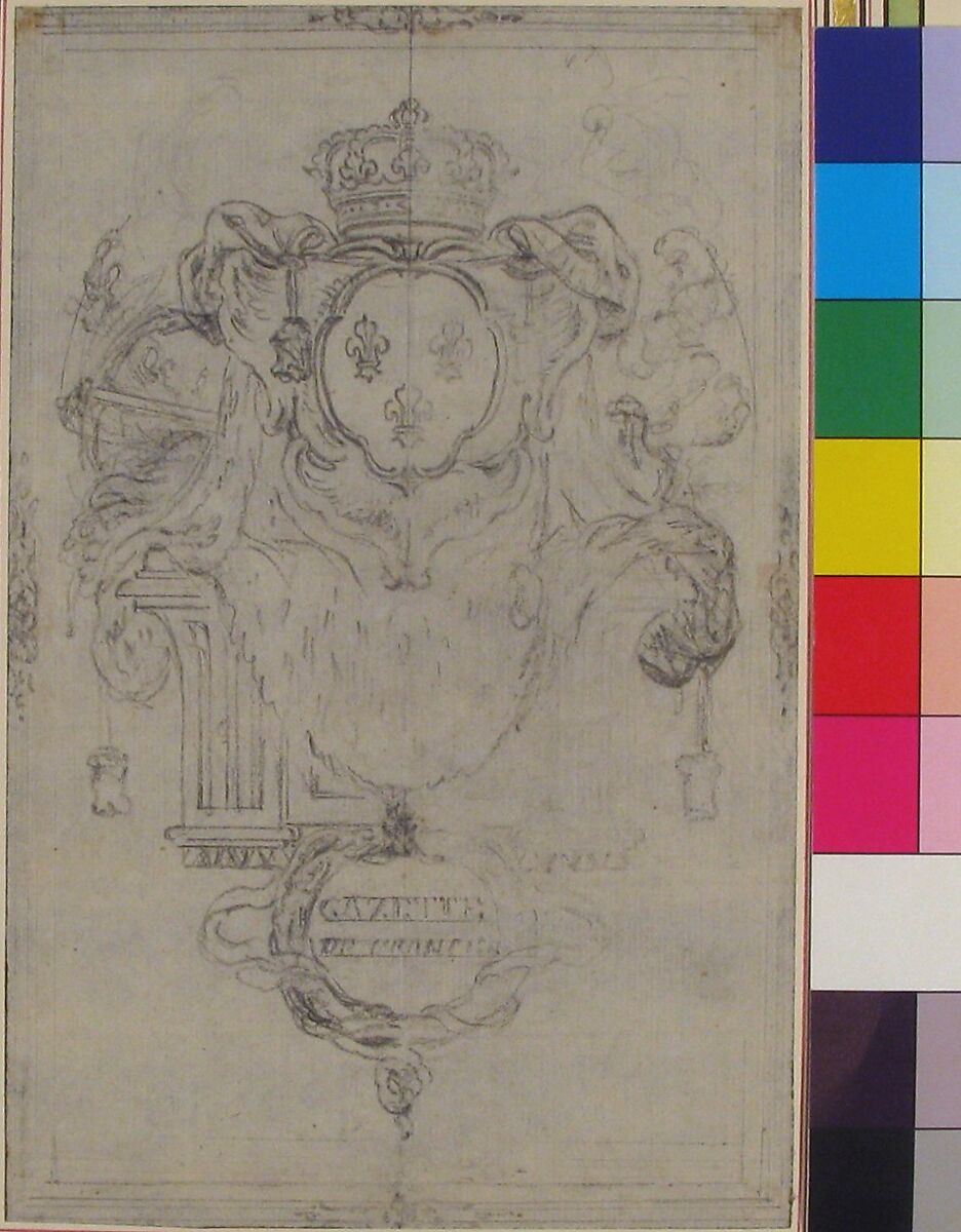 Design for the Headpiece of the "Gazette de France", Hubert François Gravelot (French, Paris 1699–1773 Paris), Black chalk, incised