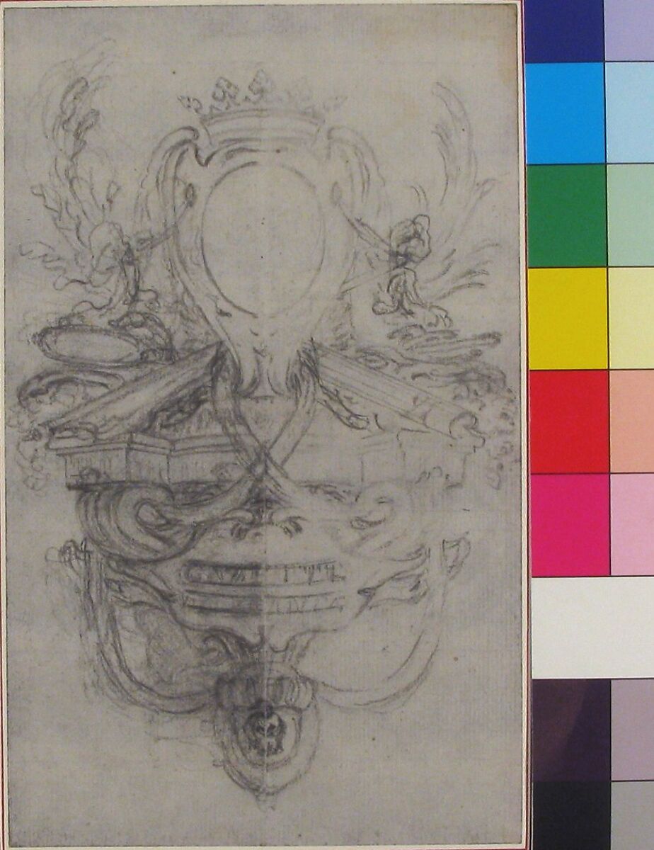 Design for the Headpiece of the "Gazette de France", Hubert François Gravelot (French, Paris 1699–1773 Paris), Black chalk