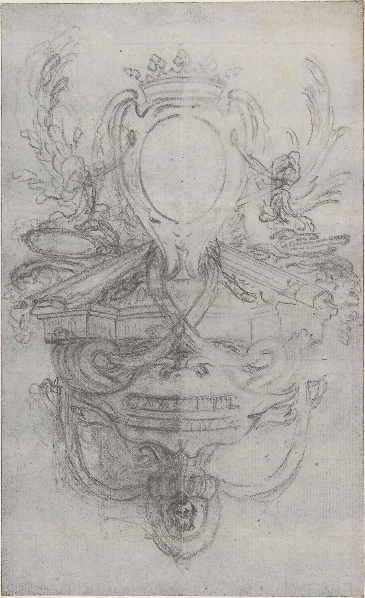 Design for the Headpiece of the "Gazette de France", Hubert François Gravelot (French, Paris 1699–1773 Paris), Black chalk 