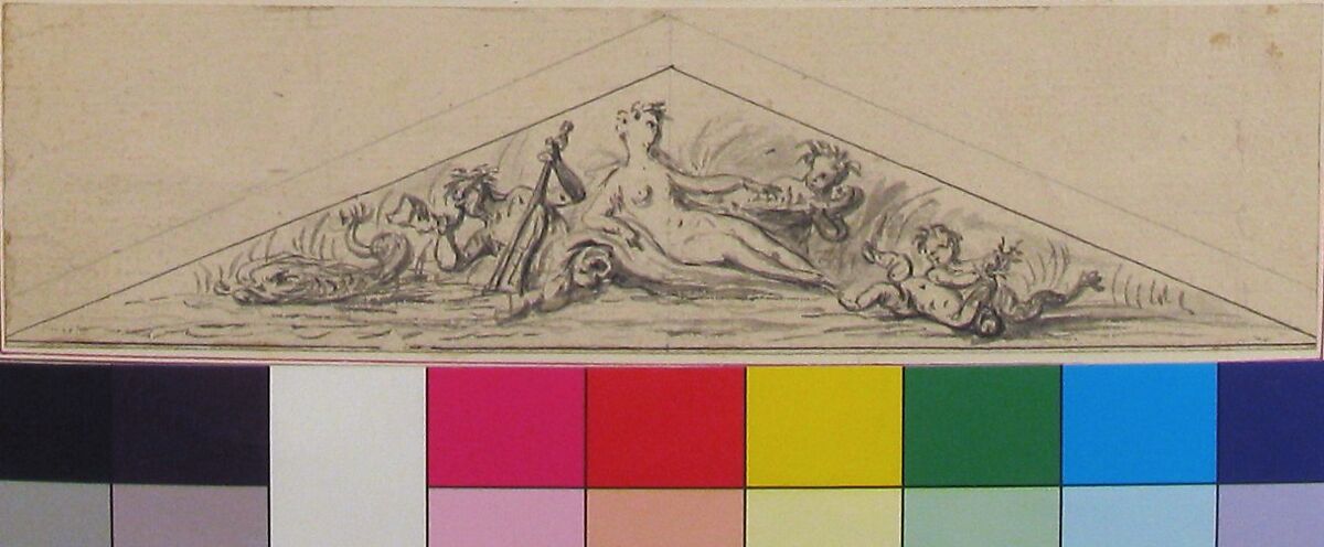 Design for a Box-Front, Hubert François Gravelot (French, Paris 1699–1773 Paris), Pen and black ink with brush and gray wash, over graphite underdrawing