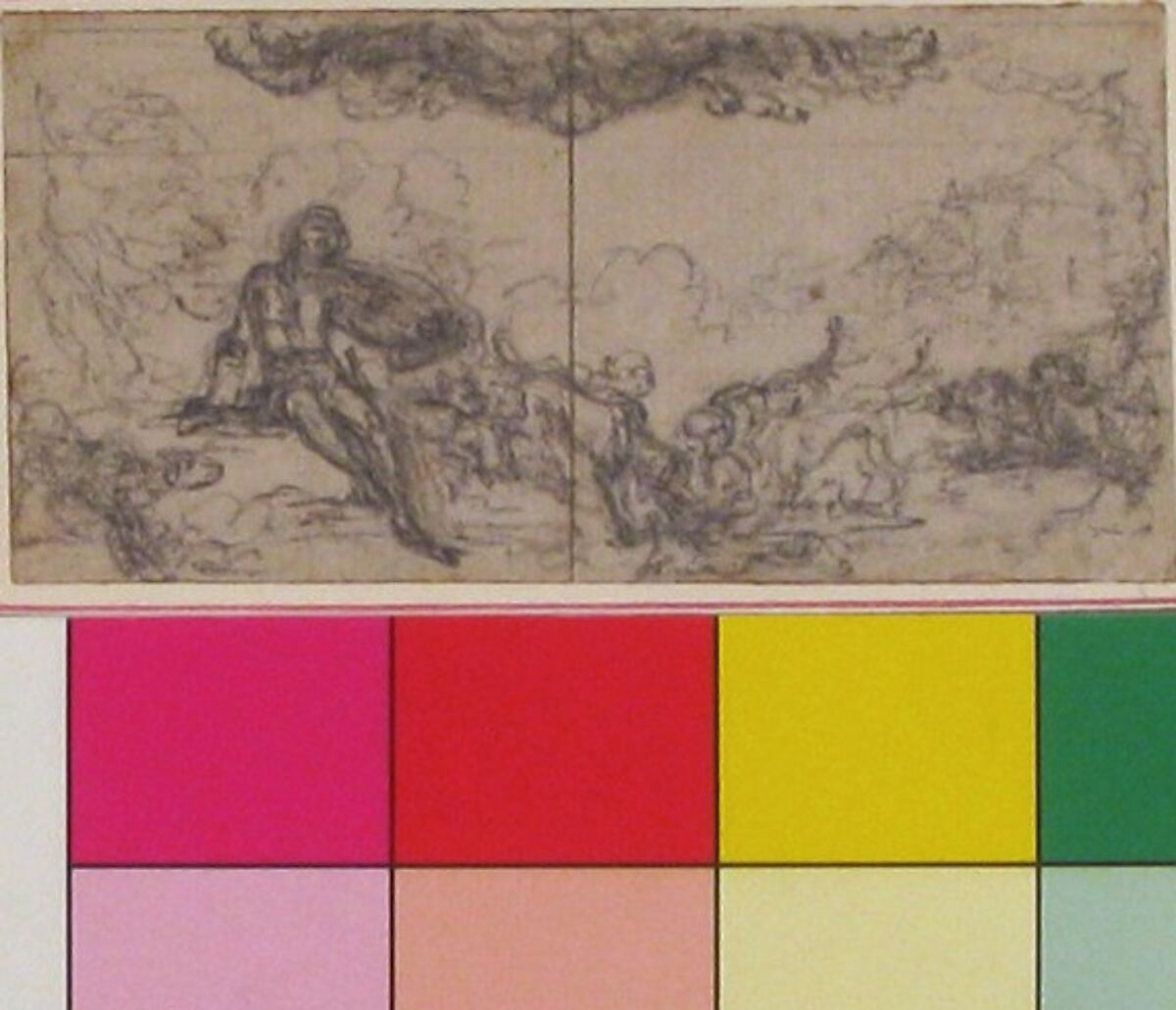 Design for a Box-Lid, Hubert François Gravelot (French, Paris 1699–1773 Paris), Black chalk over graphite underdrawing