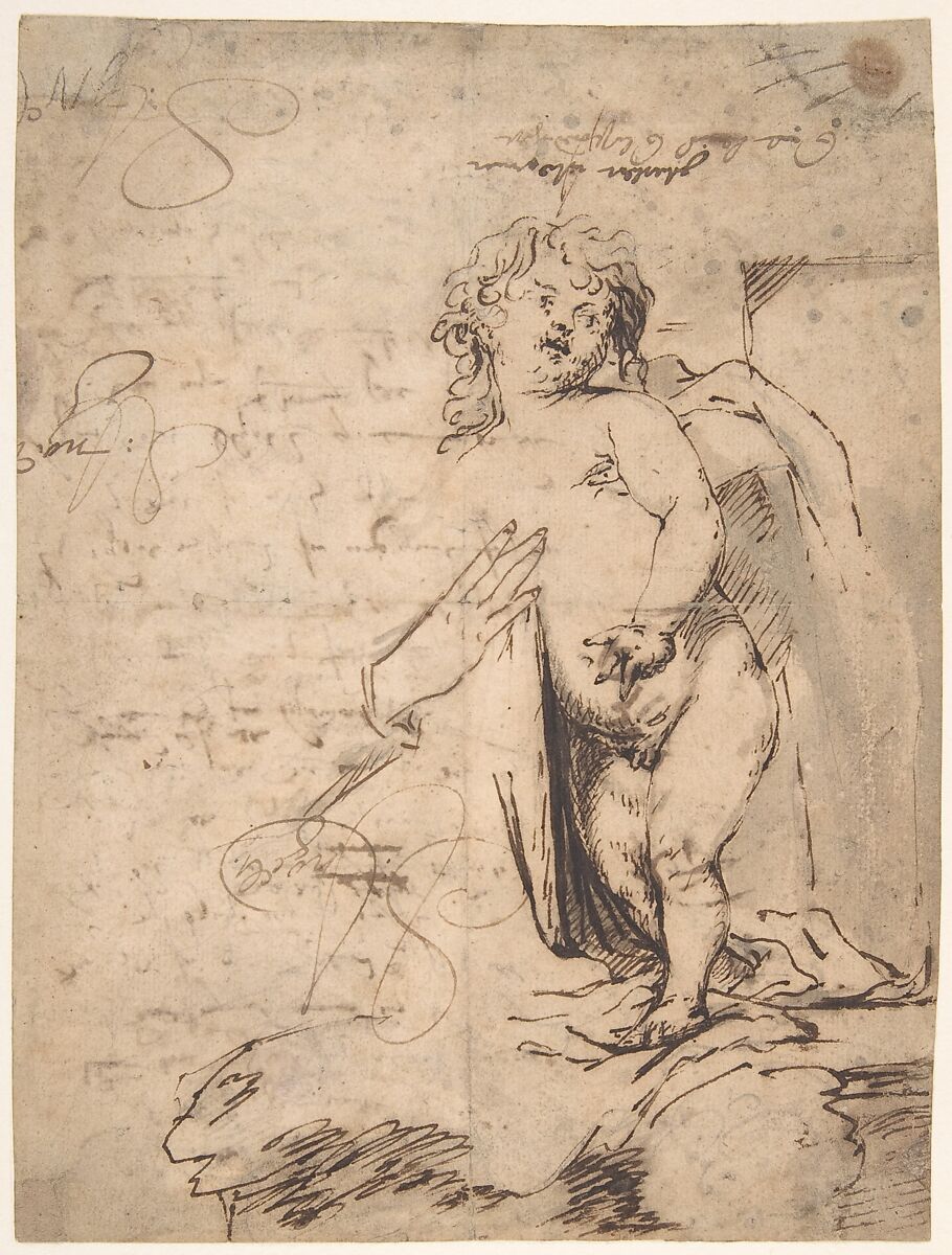 Study of the Christ Child and the Hand of the Madonna.  Verso; Profile of a Man, After Anthony van Dyck (Flemish, Antwerp 1599–1641 London), Pen and brown ink 