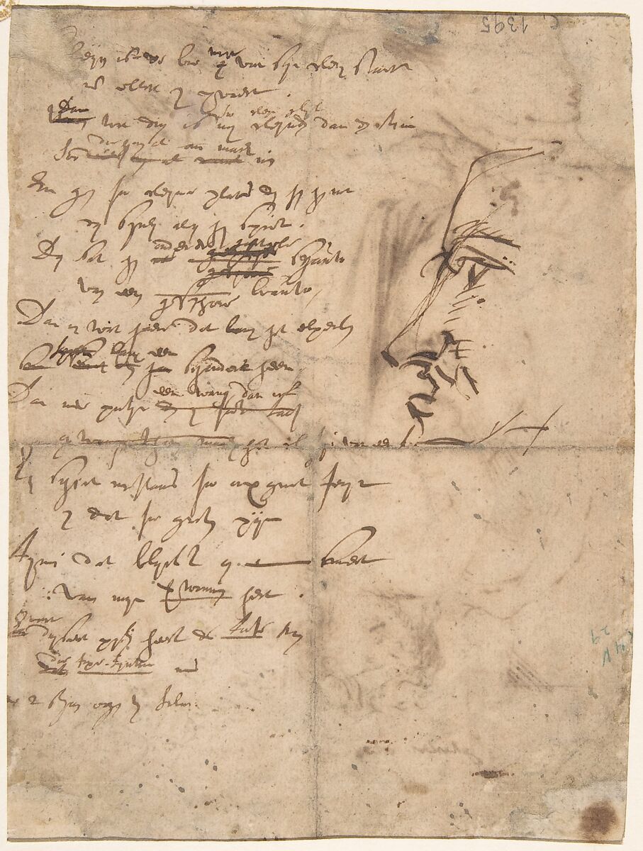 Study of the Christ Child and the Hand of the Madonna.  Verso; Profile of a Man, After Anthony van Dyck (Flemish, Antwerp 1599–1641 London), Pen and brown ink