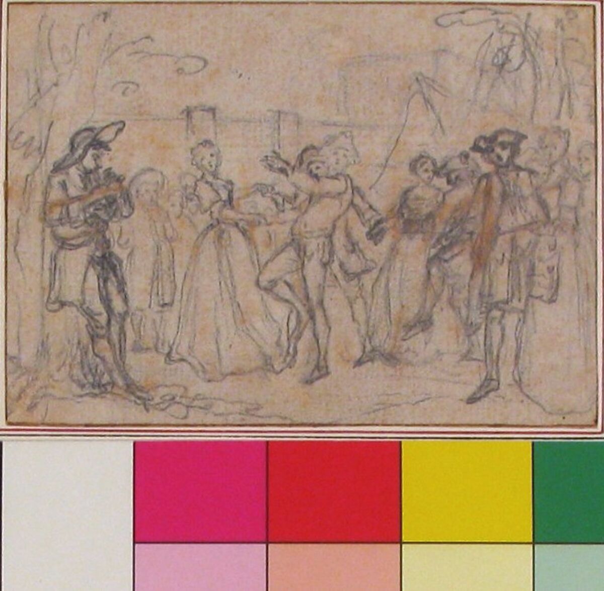 Study for "The Mutual Agreement," etched vignette in "Songs in the Opera of Flora", Hubert François Gravelot (French, Paris 1699–1773 Paris), Black chalk and graphite, with traces of red chalk