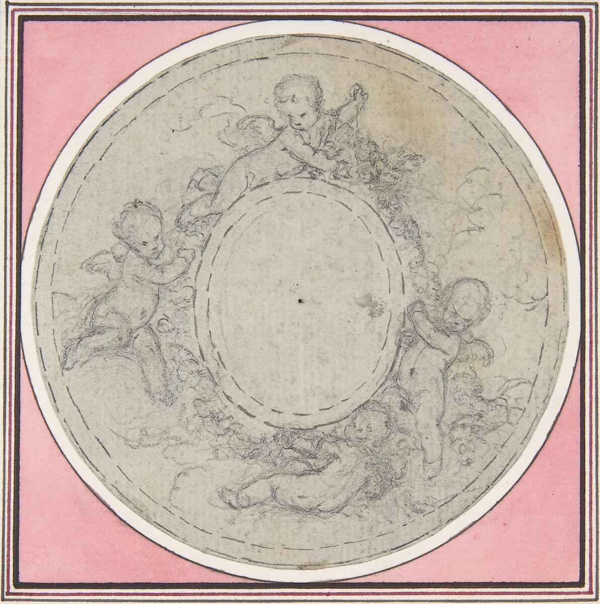 Design for a Box-Lid, Hubert François Gravelot (French, Paris 1699–1773 Paris), Black chalk with graphite 