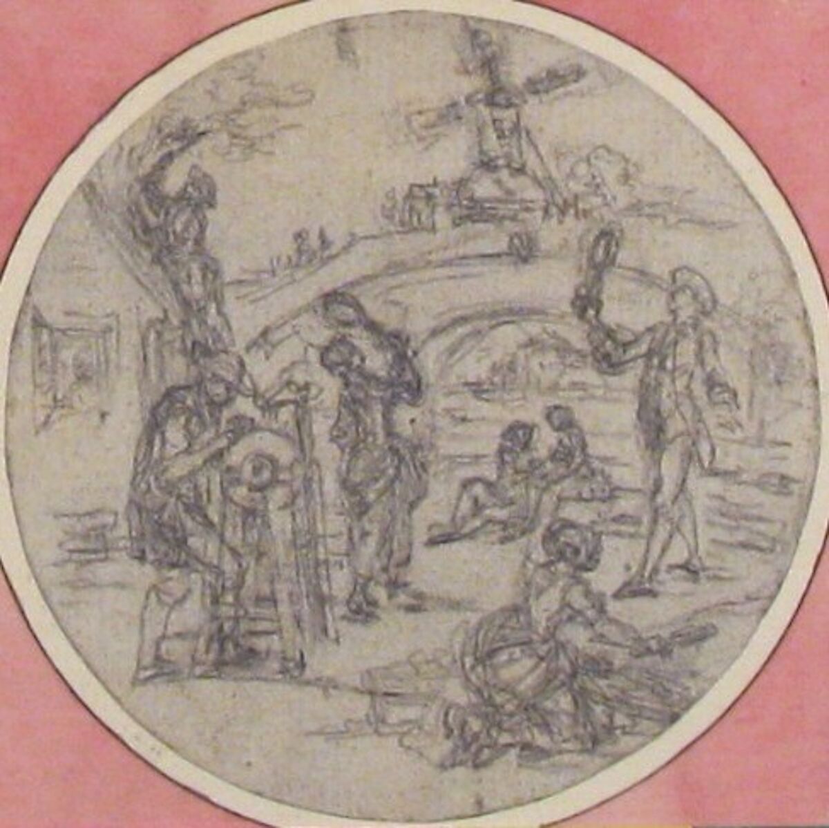 Design for a Box-Lid, Hubert François Gravelot (French, Paris 1699–1773 Paris), Black chalk with graphite