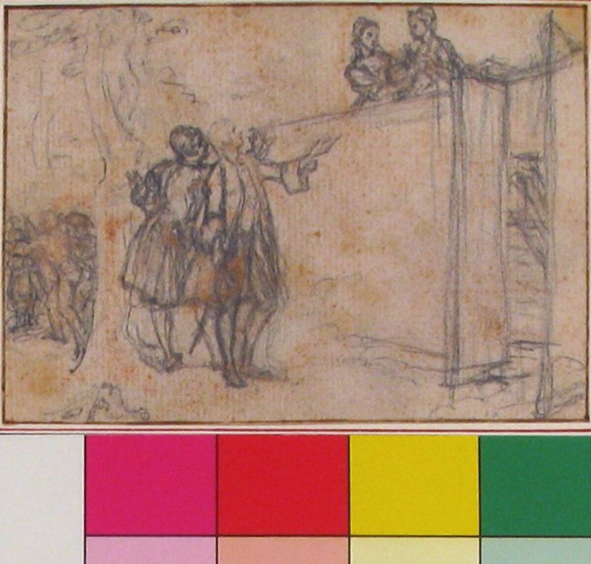 Study for "The Reconcil'd Maiden," etched vignette in "Songs in the Opera of Flora", Hubert François Gravelot (French, Paris 1699–1773 Paris), Black chalk and graphite, with slight traces of red chalk