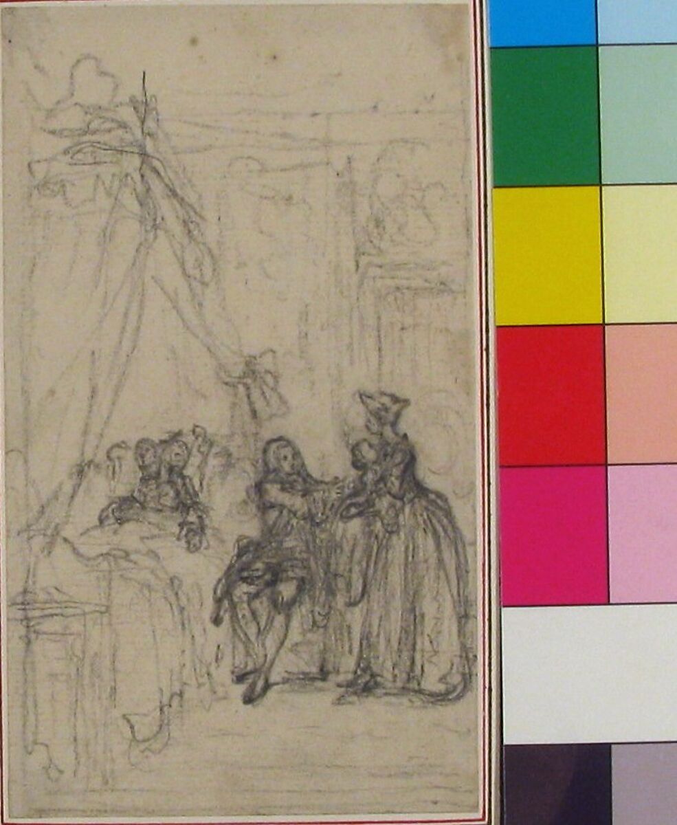 Study for a frontispiece for "Histoire de Miss Jenny", Hubert François Gravelot (French, Paris 1699–1773 Paris), Black chalk