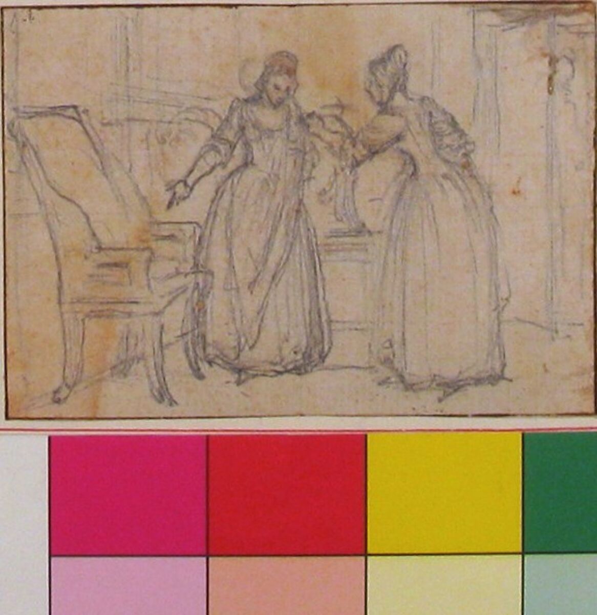 Possible Study for "Songs in the Opera of Flora", Hubert François Gravelot (French, Paris 1699–1773 Paris), Black chalk and graphite, with traces of red chalk