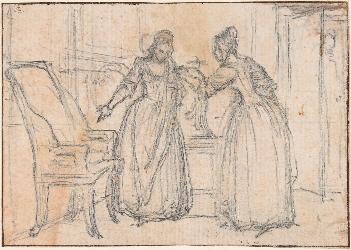 Possible Study for "Songs in the Opera of Flora", Hubert François Gravelot (French, Paris 1699–1773 Paris), Black chalk and graphite, with traces of red chalk 