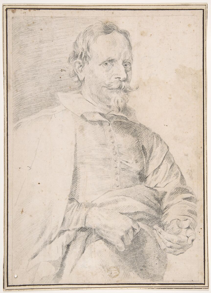 Portrait of Cornelis de Vos, Anonymous, Flemish, 17th century ?, Black chalk 