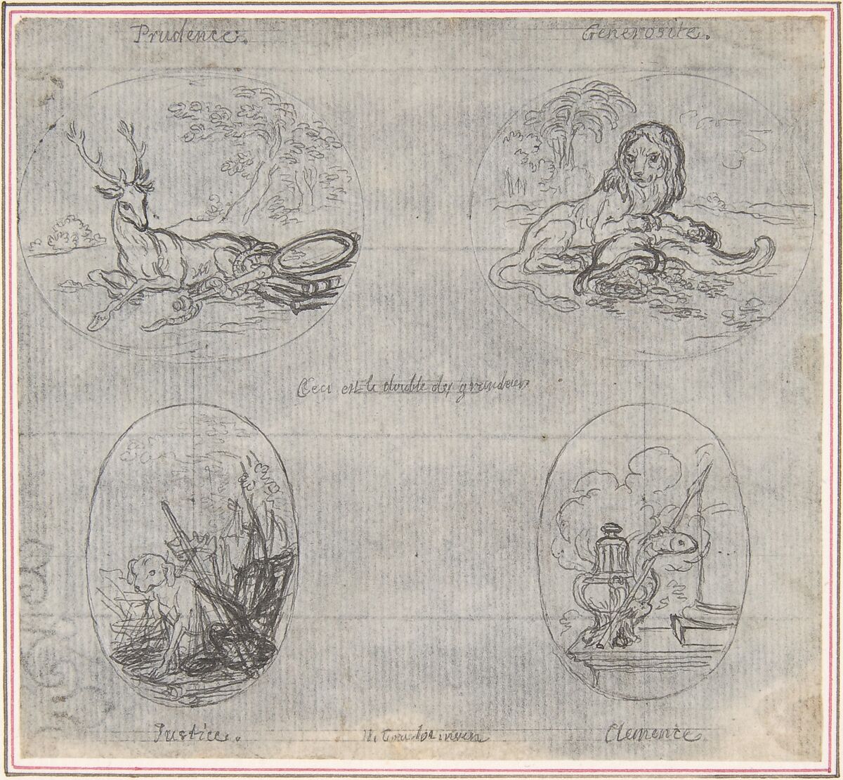 Four Small Allegories, Hubert François Gravelot (French, Paris 1699–1773 Paris), Pen and black ink with graphite 