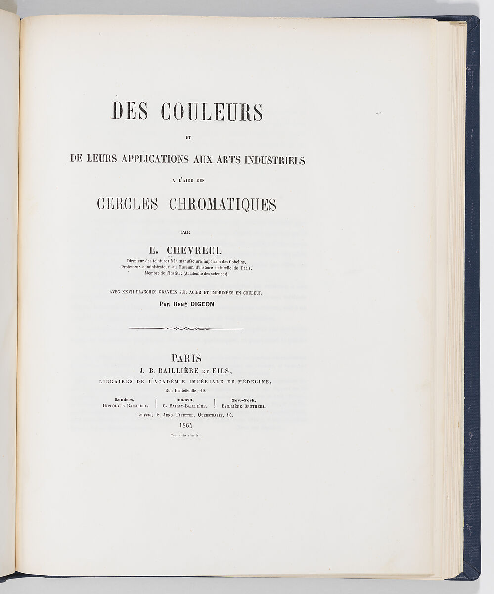Des Couleurs et de leurs Applications aux Arts Industriels à l'Aide de Cercles Chromatiques, Michel Eugène Chevreul (French, 1786–1889), Steel plate engraving, printed in color