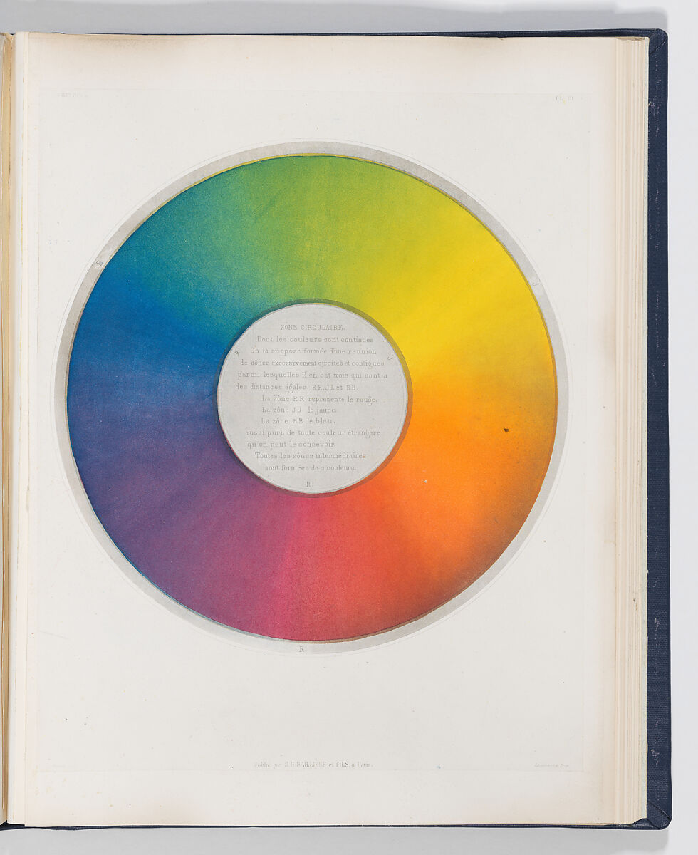 Des Couleurs et de leurs Applications aux Arts Industriels à l'Aide de Cercles Chromatiques, Michel Eugène Chevreul (French, 1786–1889), Steel plate engraving, printed in color