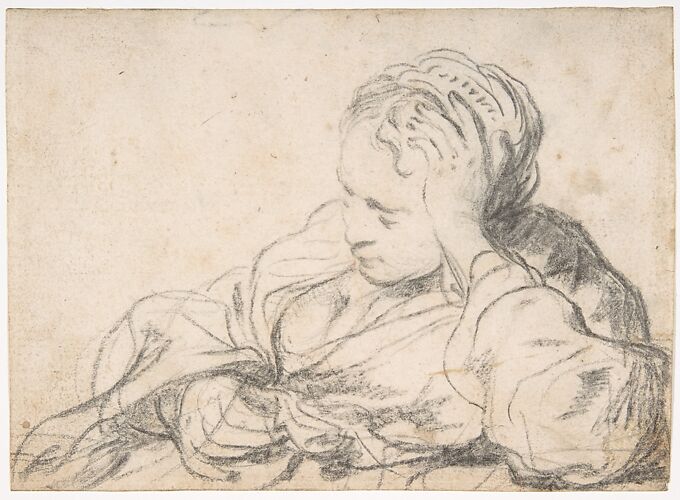 A Woman Asleep (recto);  Landscape Composition with Well-Sweep (verso)