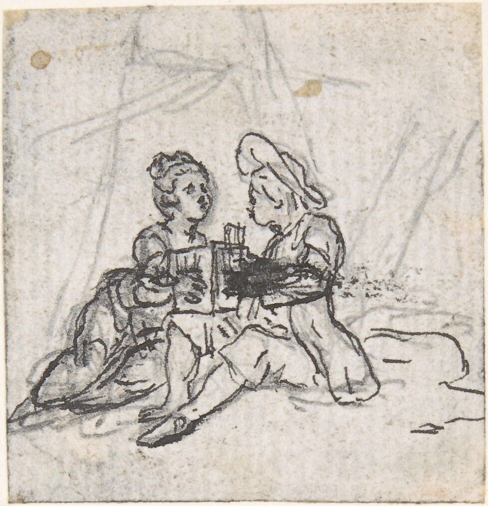 Design for a Box-Lid, Hubert François Gravelot (French, Paris 1699–1773 Paris), Pen and black ink over graphite underdrawing 