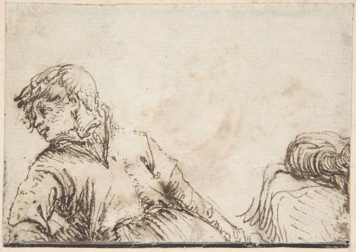 Study of a Youth with his Head Turned to the Left and Leaning on his Right Elbow, Jacques de Gheyn II (Netherlandish, Antwerp 1565–1629 The Hague), Pen and brown ink 