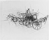 Hansom Cabs, New York, Giovanni Boldini (Italian, Ferrara 1842–1931 Paris), Black chalk