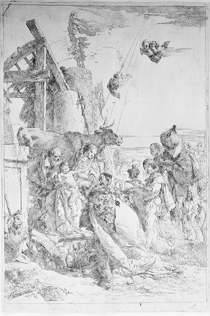 Adoration of the Magi, Giovanni Battista Tiepolo (Italian, Venice 1696–1770 Madrid), Etching 