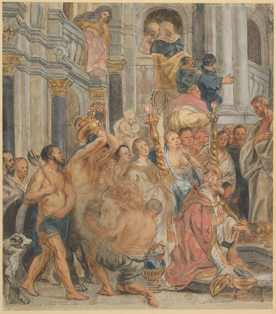 Saint Paul at Lystra, Jacob Jordaens (Flemish, Antwerp 1593–1678 Antwerp), Colored chalks and wash 