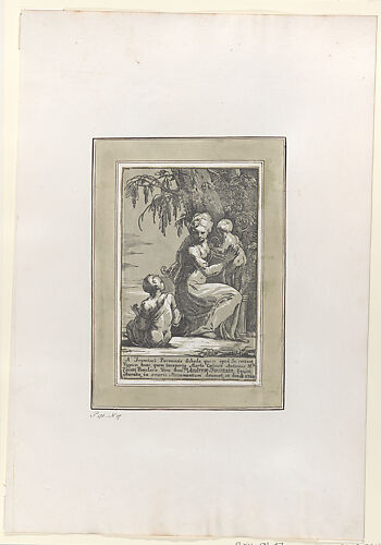 A Woman Standing at the Foot of a Tree Holding an Infant, with a Seated Boy