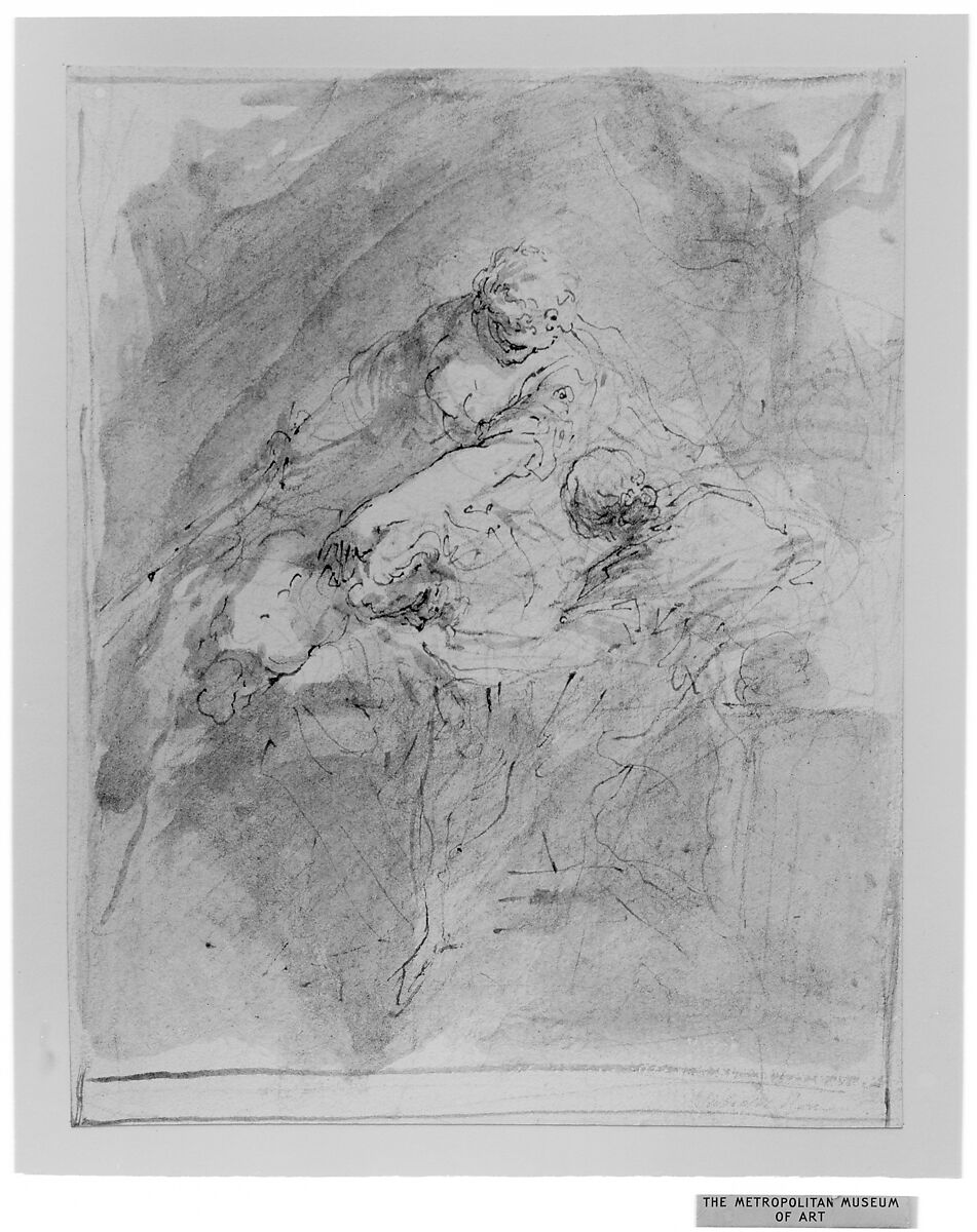 Judith Decapitating Holofernes, Valerio Castello (Italian, Genoa 1624–1659 Genoa), Pen and brown ink, brush and brown wash, over black chalk