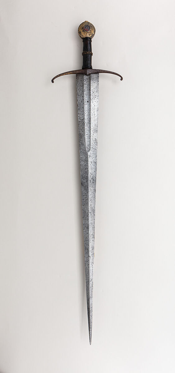 Sword in 15th Century Gothic Style, Steel, bronze, silver, enamel, leather, European, possibly French