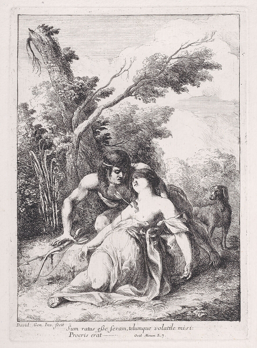The Death of Procris, Giovanni David (Italian, Cabella Ligure 1749–1790 Genoa), Etching 
