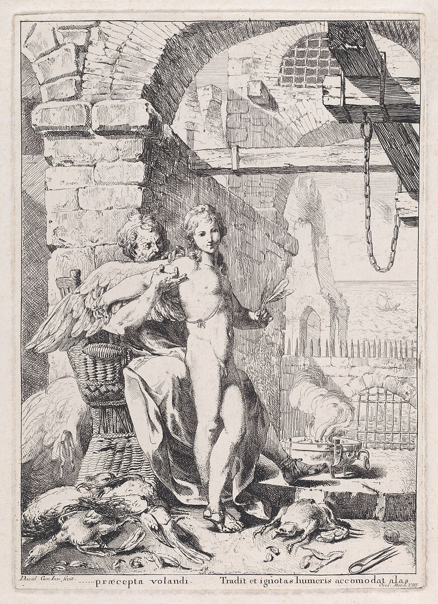 Icarus and Daedalus, Giovanni David (Italian, Cabella Ligure 1749–1790 Genoa), Etching 