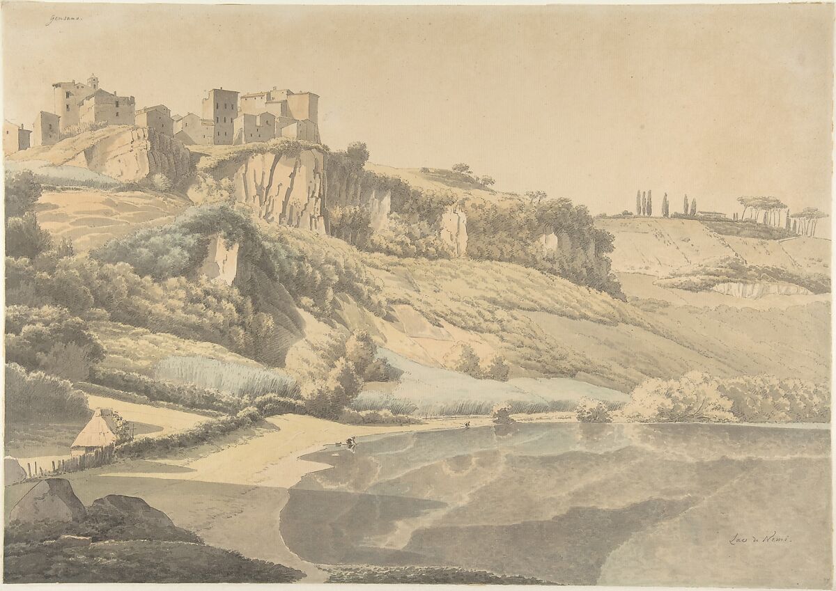 Genzano and Lake Nemi, Josephus Augustus Knip (Dutch, Tilburg 1777–1847 Berlicum), Watercolor over graphite 