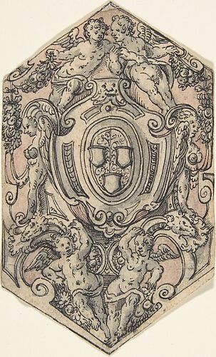 Design for a Coat of Arms with Putti holding Garlands