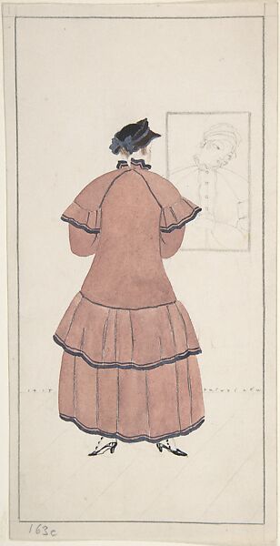 Fashion Design, Eduard Josef Wimmer (Austrian, Vienna 1882–before 1961), Graphite, pen and black ink, watercolor; framing lines in graphite 