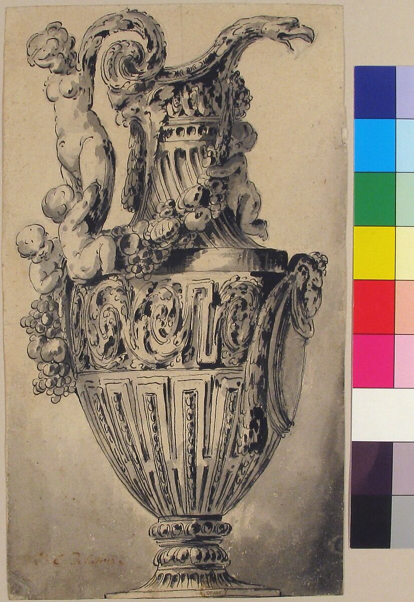 Design for a Ewer, Jean Charles Delafosse (French, Paris 1734–1789 Paris), Pen and black ink and brush and gray wash