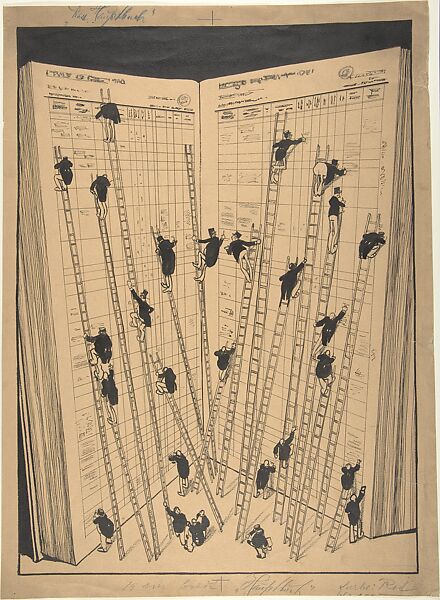 Illustration for Das Hauptbuch, Anonymous, German, 20th century, Pen and brush and black ink, crayon 