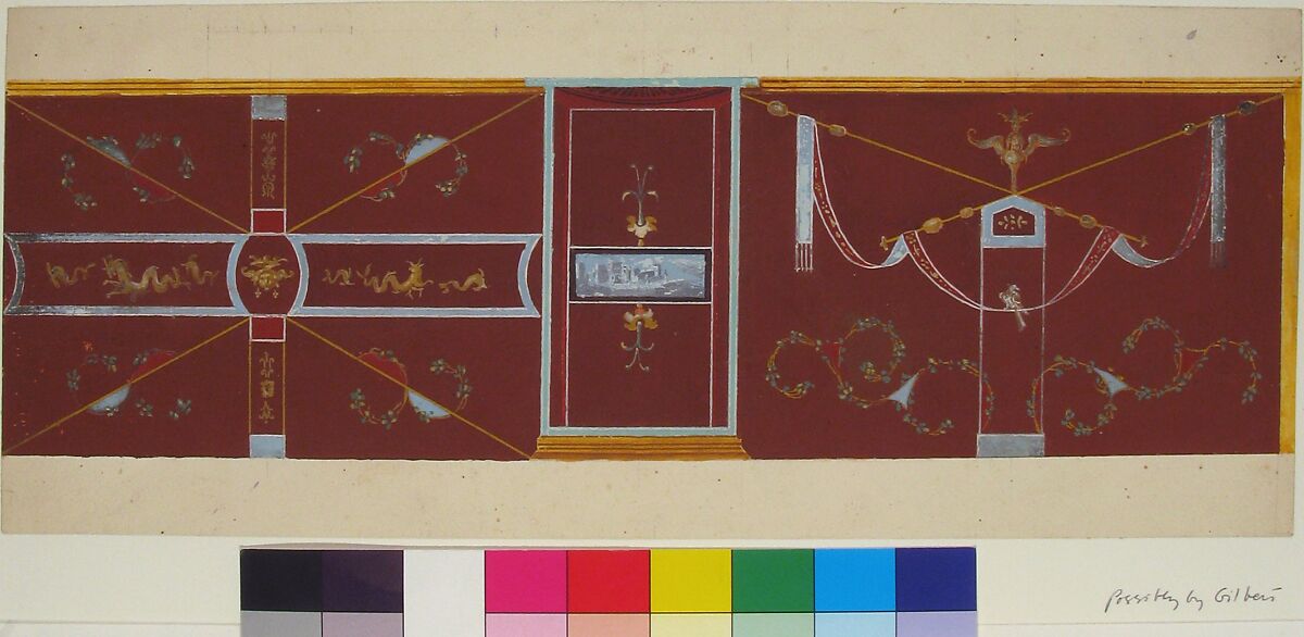 Design for Wall Decoration, Pierre François Léonard Fontaine (French, Pontoise 1762–1853 Paris), Gouache
