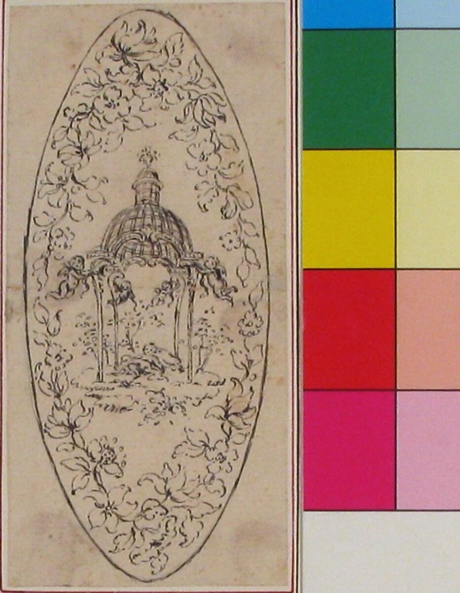 Design for a Navette, Hubert François Gravelot (French, Paris 1699–1773 Paris), Pen and brown ink, over traces of graphite