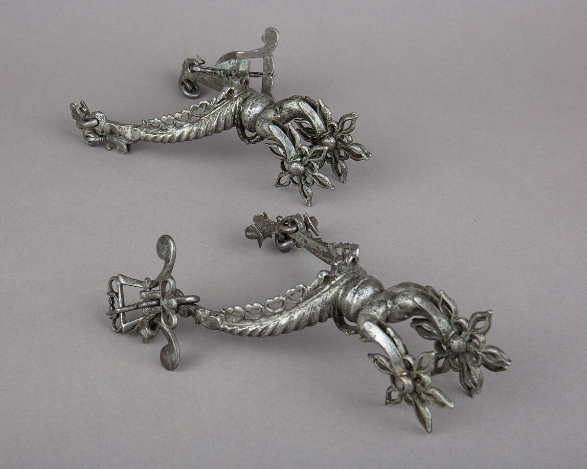 Pair of Rowel Spurs, Iron, tin, South German 