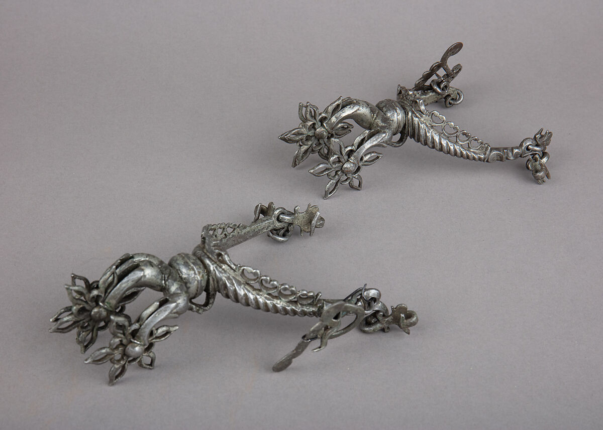 Pair of Rowel Spurs, Iron, tin, South German