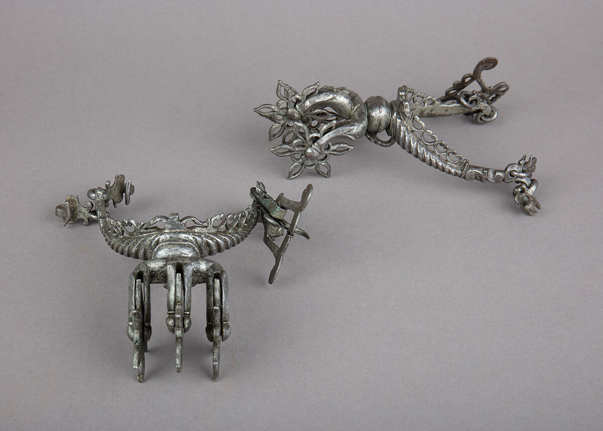 Pair of Rowel Spurs, Iron, tin, South German