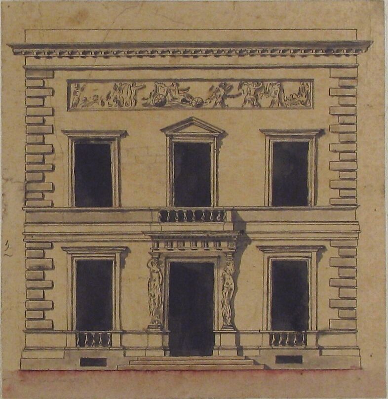 Design for a Stage Set, Claude Nicolas Ledoux (French, Dormans 1736–1806 Paris), Pen and black ink with brush and black, gray and rose wash