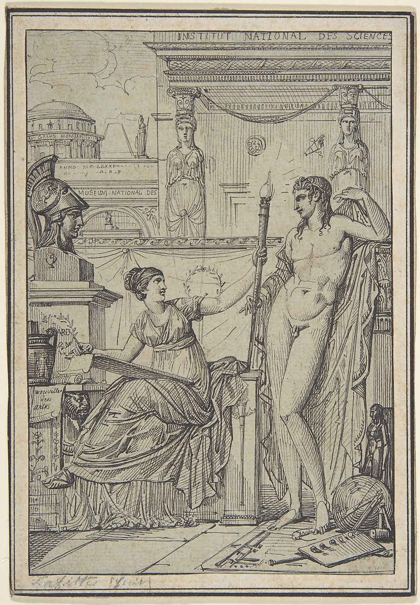 Design for an Allegorical Print, Louis Lafitte (French, Paris 1770–1828 Paris), Pen and black ink 