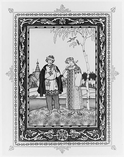 Illustration for "Snegurochka" [Lel and Snegurochka], Boris Zvorykin (Russian, Moscow 1872–1942 Paris), Gouache, metallic inks, and black ink, heightened with white, over graphite