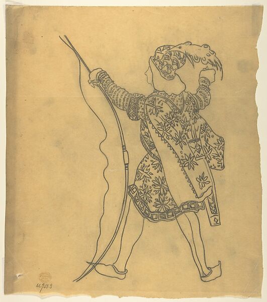Tracing of a Ballet Costume: St Sebastian, Léon Bakst (Russian, Grodno 1866–1924 Paris), Pencil on tracing paper 