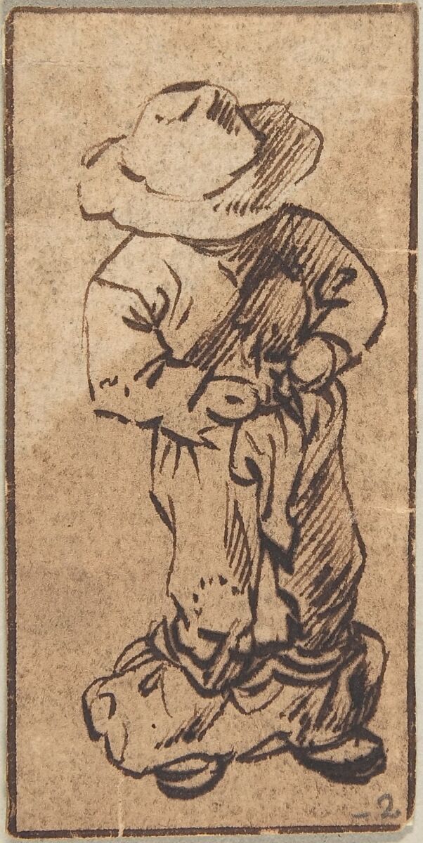 Young Boy Disrobing, Anonymous, Dutch, 17th century, Pen and brown ink. 