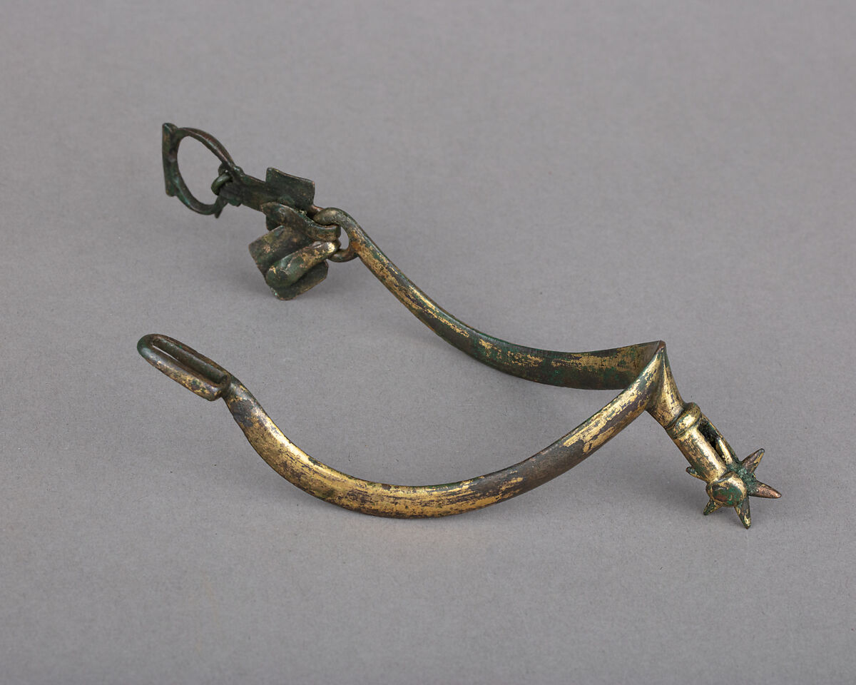 Rowel Spur (Right), Copper alloy, gold, possibly French or Italian 