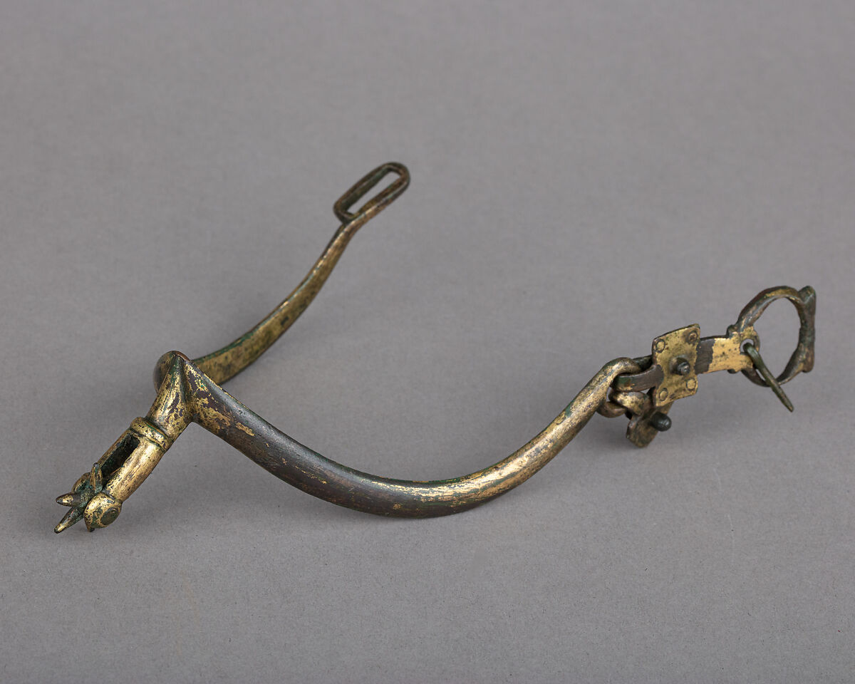 Rowel Spur (Right), Copper alloy, gold, possibly French or Italian