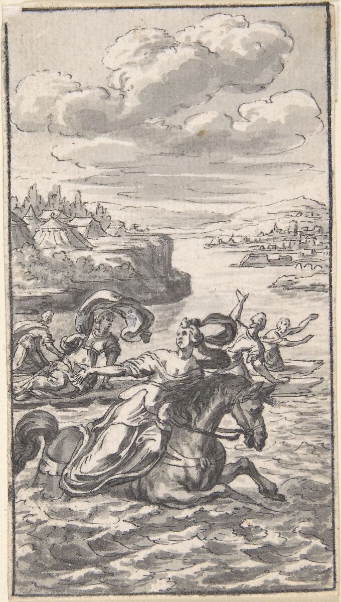 Designs for Book Illustrations, Anonymous, Netherlandish, 16th century, Pen and black ink, brush and gray wash.  Some traces of black chalk. Some incised for transfer.