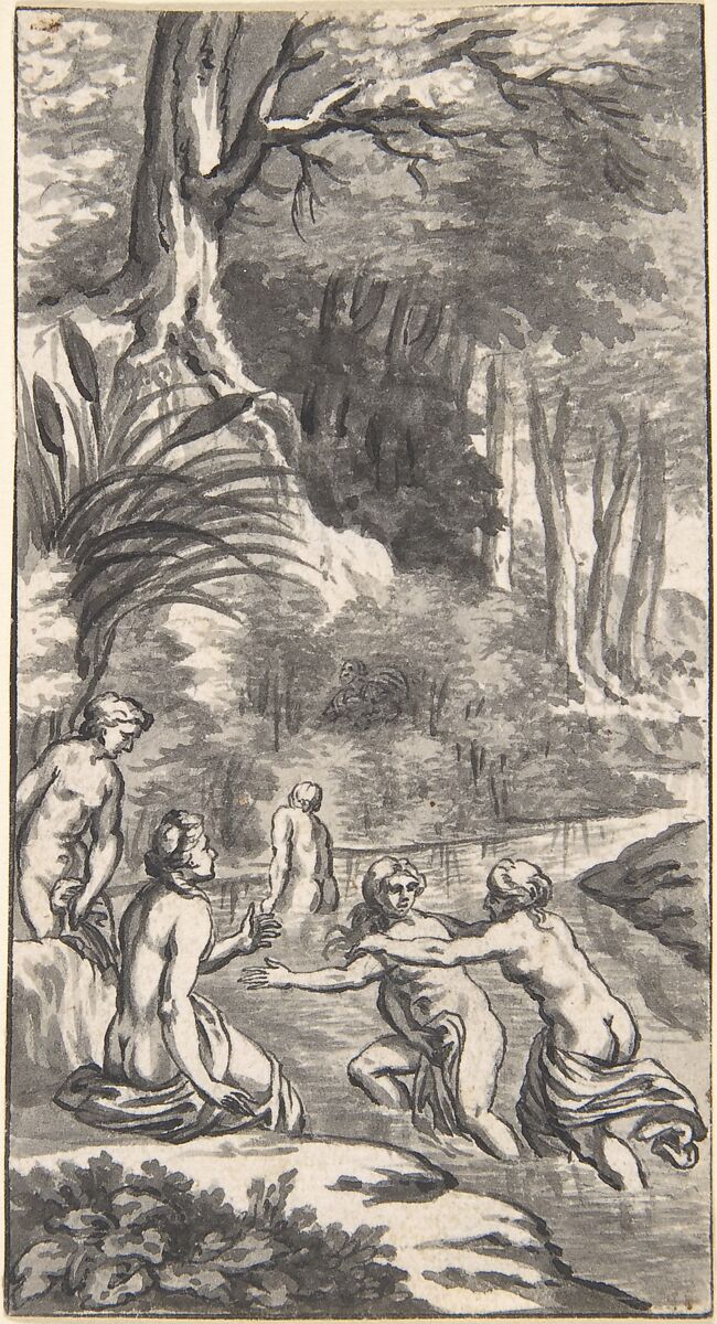 Designs for Book Illustrations, Anonymous, Netherlandish, 16th century, Pen and black ink, brush and gray wash.  Some traces of black chalk. Some incised for transfer.